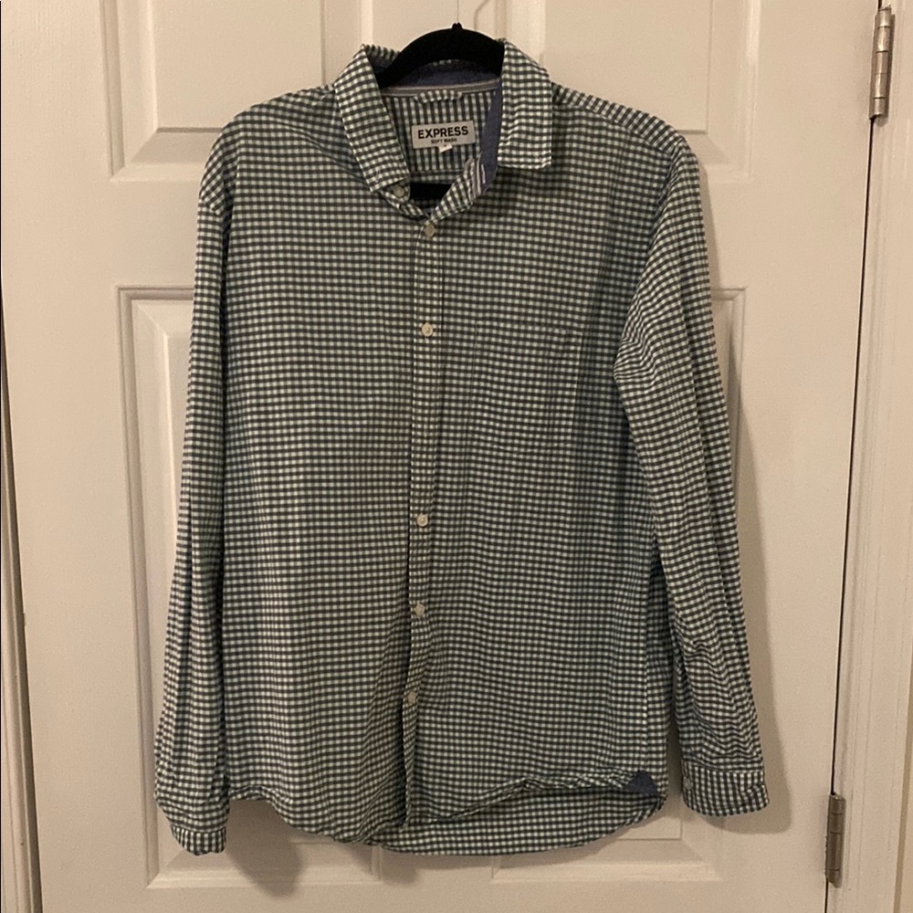 Express Men's Green Checkered Shirt